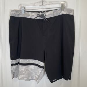 BYLT Coastal Board Shorts Swim Water‎ Sports Black Gray Camo Colorblock XXL